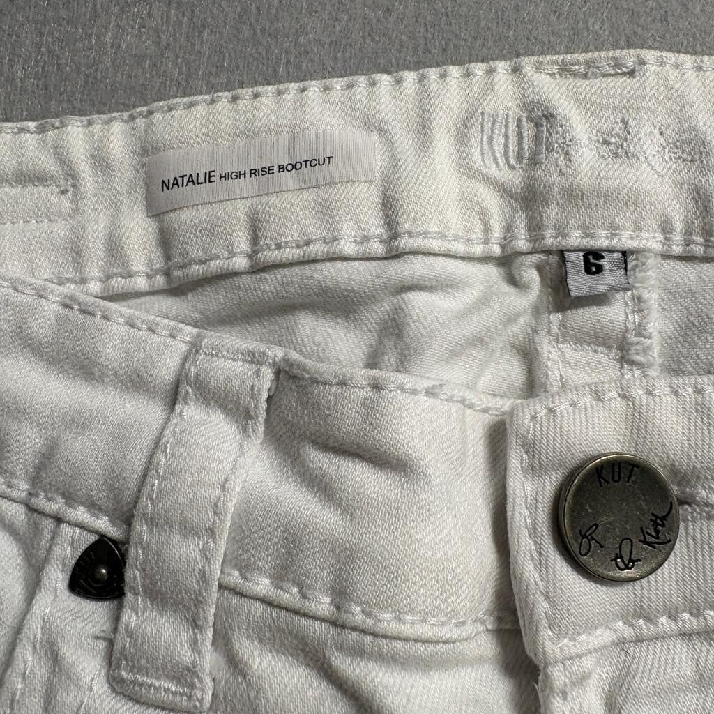 Kut from the Kloth Natalie High Rise Bootcut Jeans Womens Size 6 White Denim
