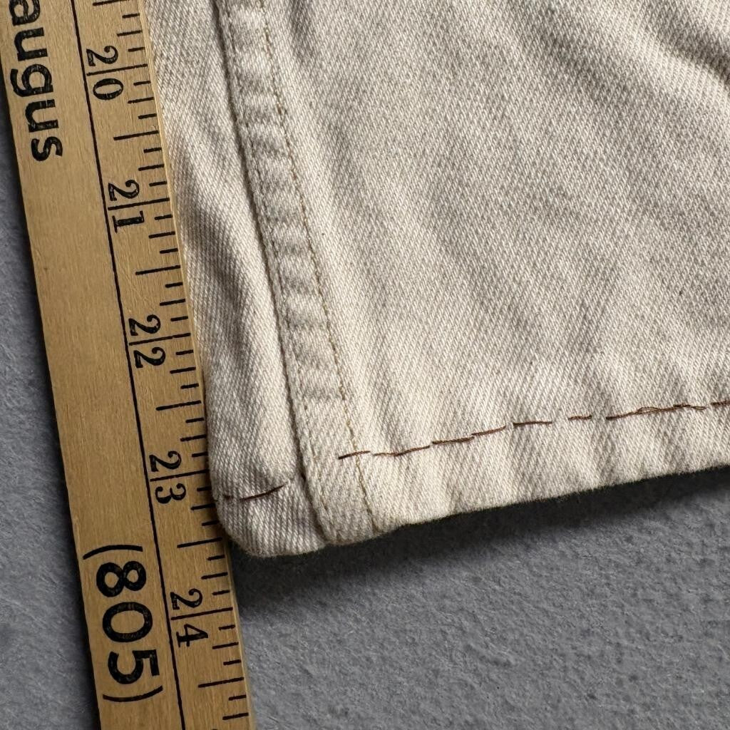 H&M Wide Leg Jeans Womens Size 8 Beige Cotton High Rise Seam Detail Denim