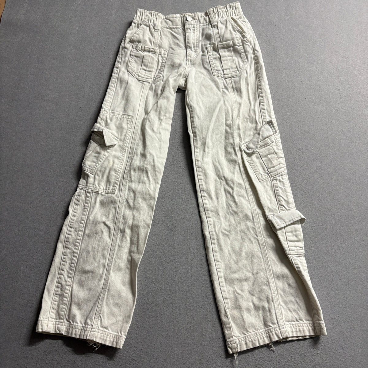 BDG Urban Outfitters V2K Cargo Pants Womens 24 Cream Off White Elastic Waist