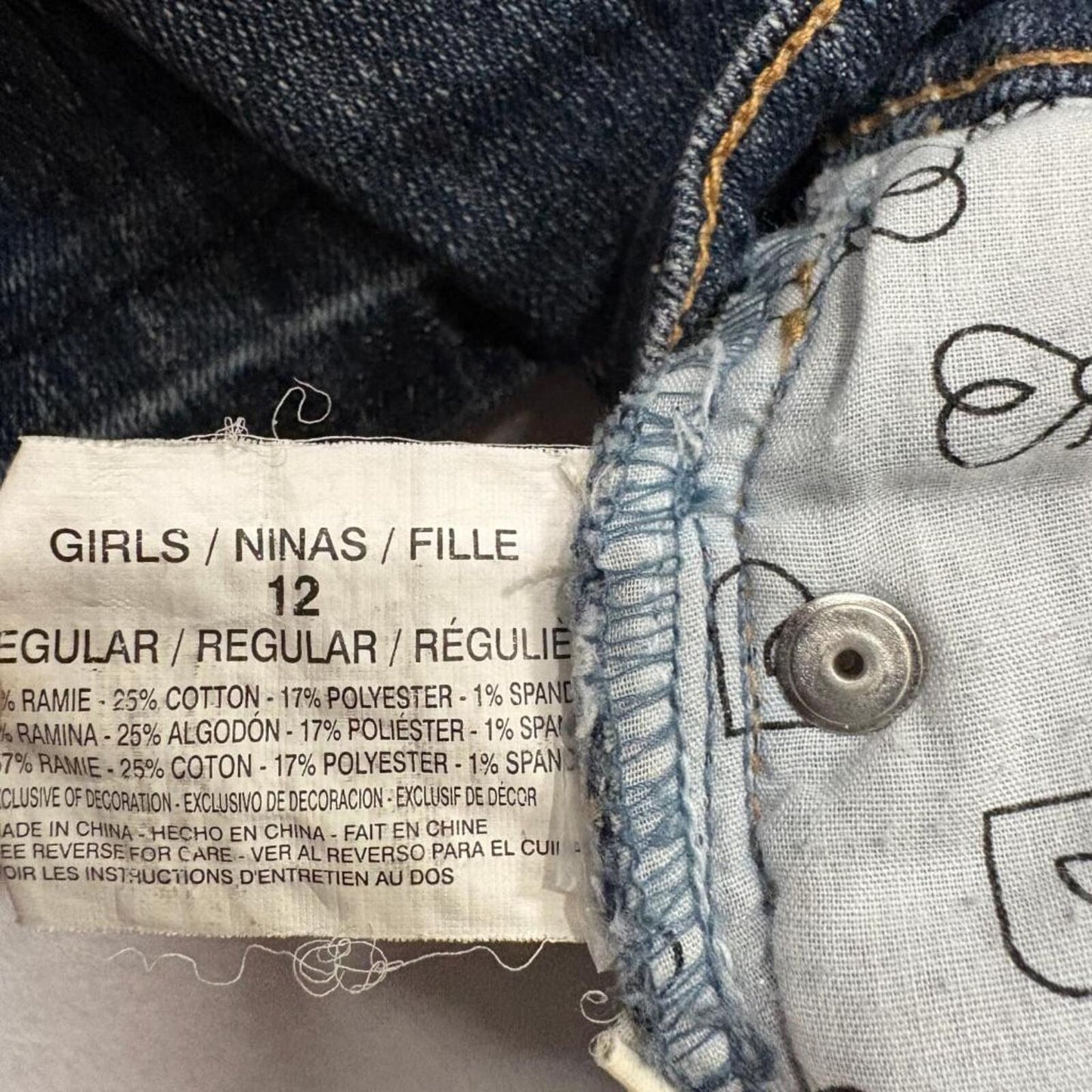 LEI Gabby Low Rise Flare Jeans Girls Size 12 Regular Embroidered Pockets Blue