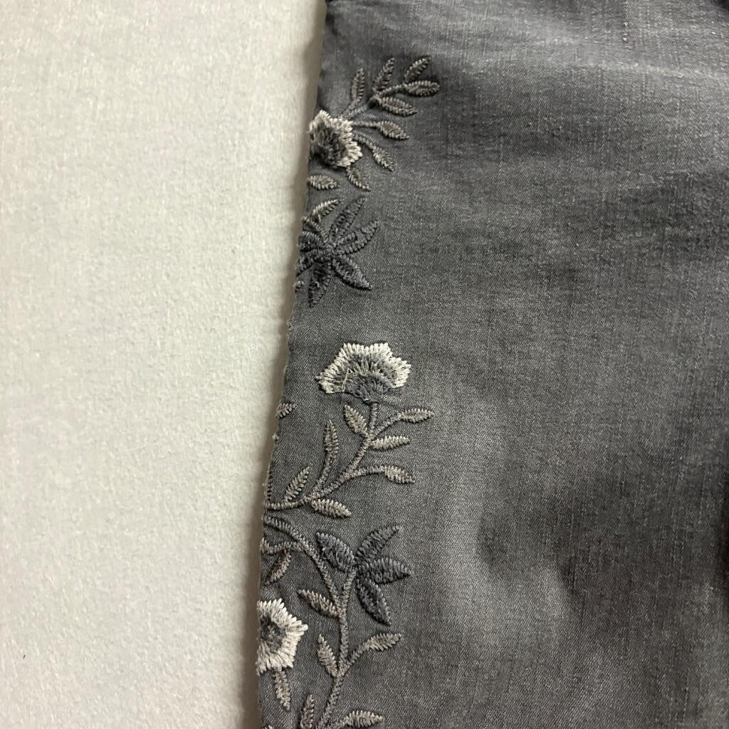 Seven7 Womens Gray Embroidered Floral Skinny Jeans Size 6 Stretch Denim