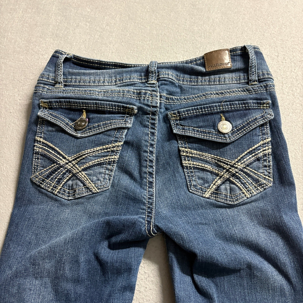 WallFlower Womens Jeans Size 5 Blue Stretch Flare Bootcut Double Button