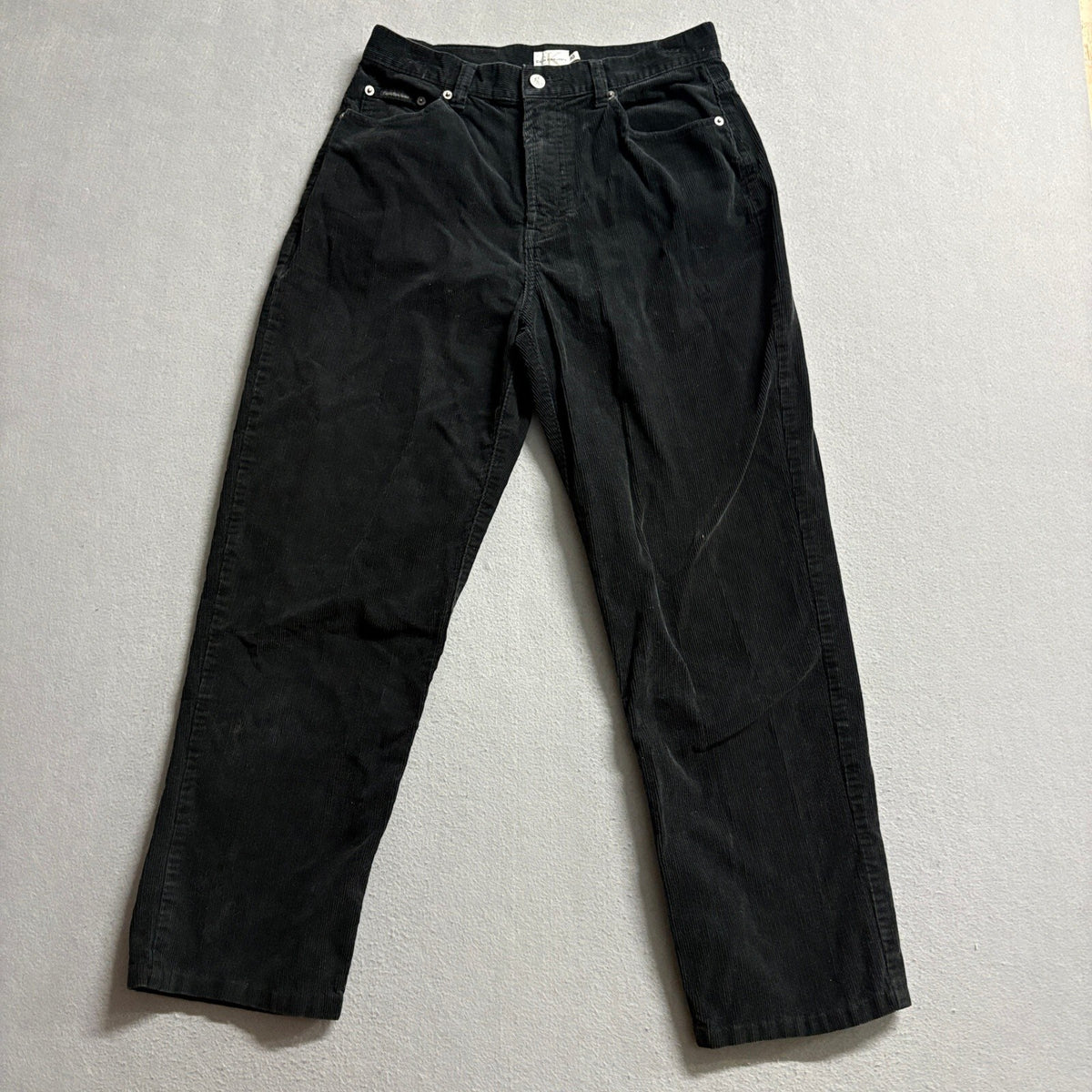 Calvin Klein Jeans Womens Size 10 Black Corduroy Pants High Rise Straight Leg