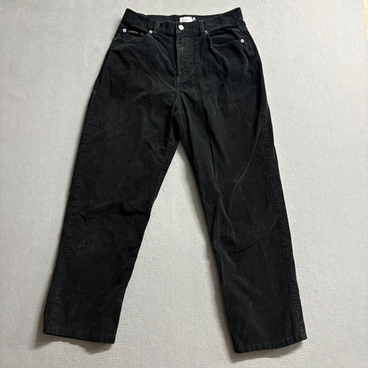 Calvin Klein Jeans Womens Size 10 Black Corduroy Pants High Rise Straight Leg