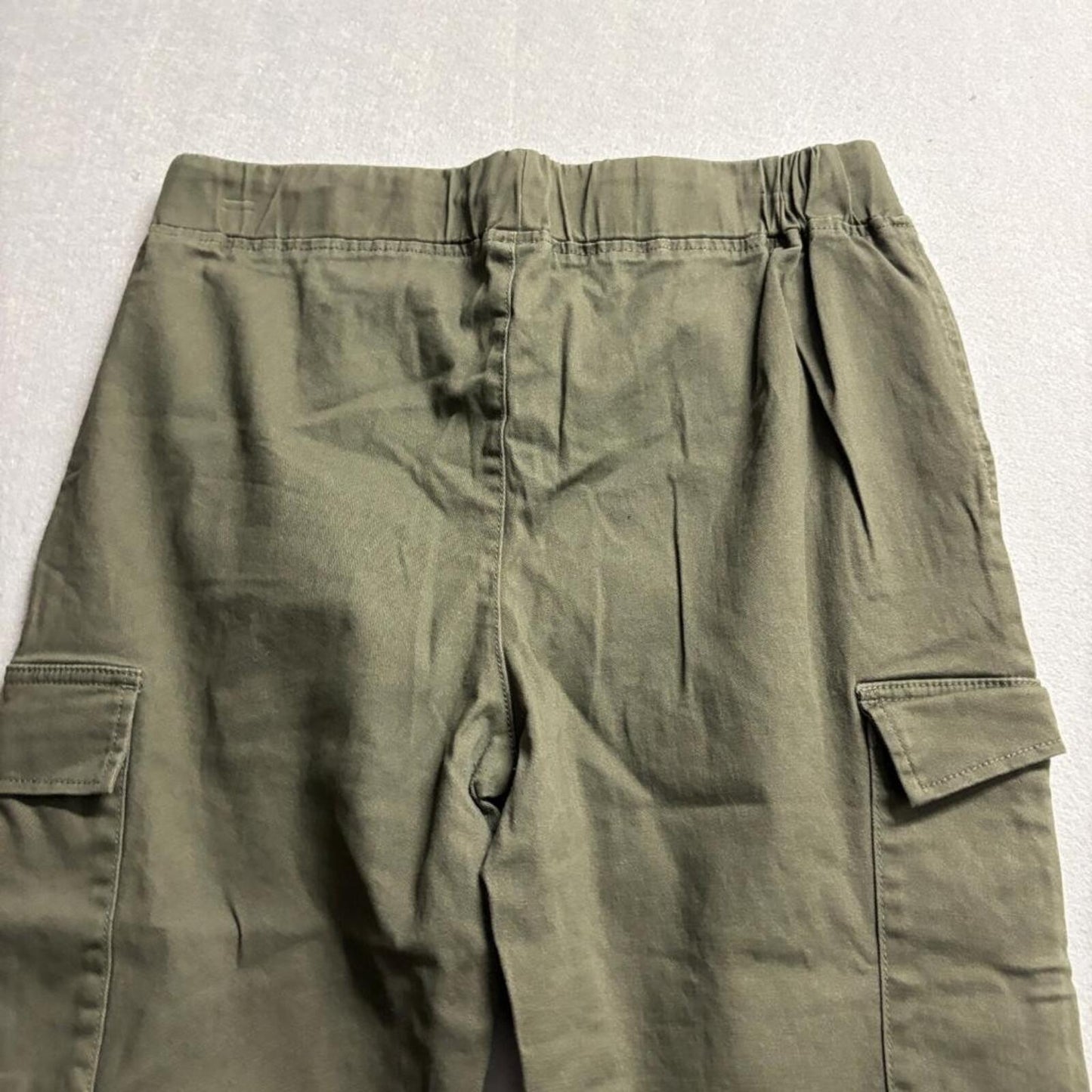 Meltin Pot Women Green Cargo Jogger Pants Size L Elastic Waist Drawstring Cotton