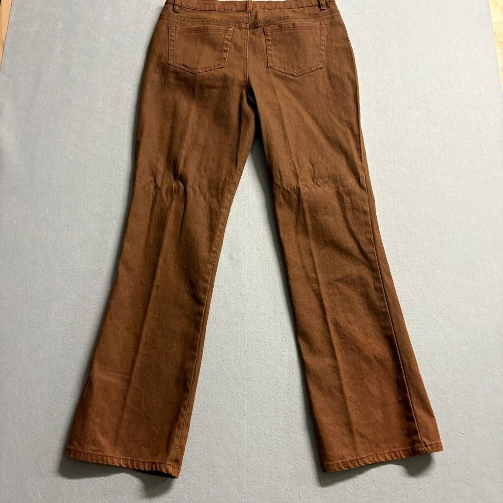 DG2 by Diane Gilman Studded Jeans Womens 12 Brown Stretch Denim Bootcut Flared