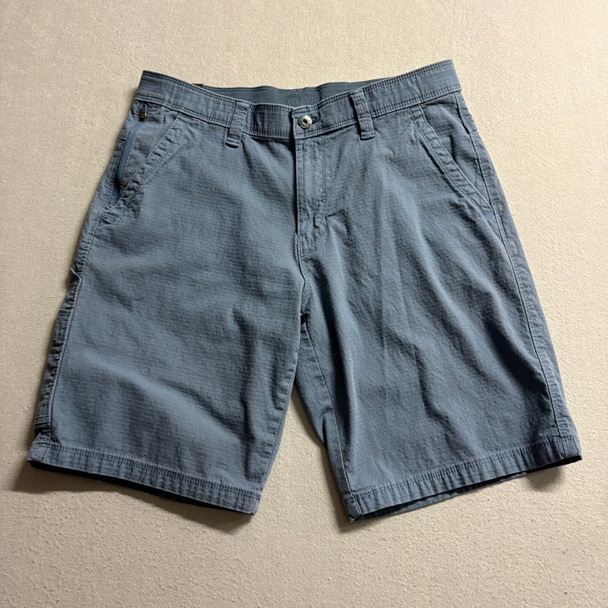 Weatherproof Mens 32 Chino Shorts Blue Stretch Ripstop Comfort Waist Outdoor