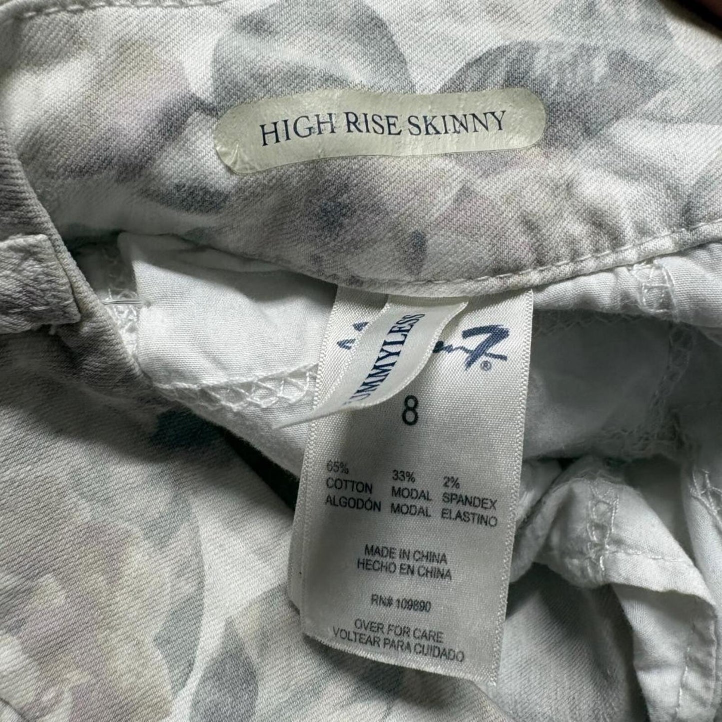 Seven7 High Rise Skinny Jeans Womens 8 Gray Floral Cotton Blend Stretch Pants