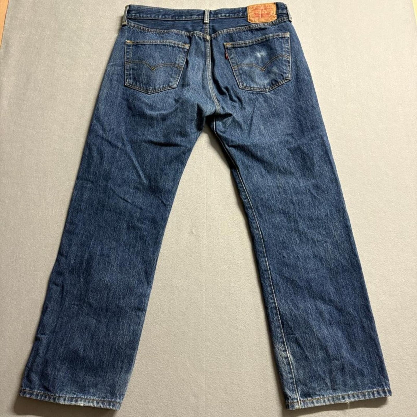 Levi's 501 Original Fit Jeans Mens 36x30 Blue Denim Button Fly Straight Leg