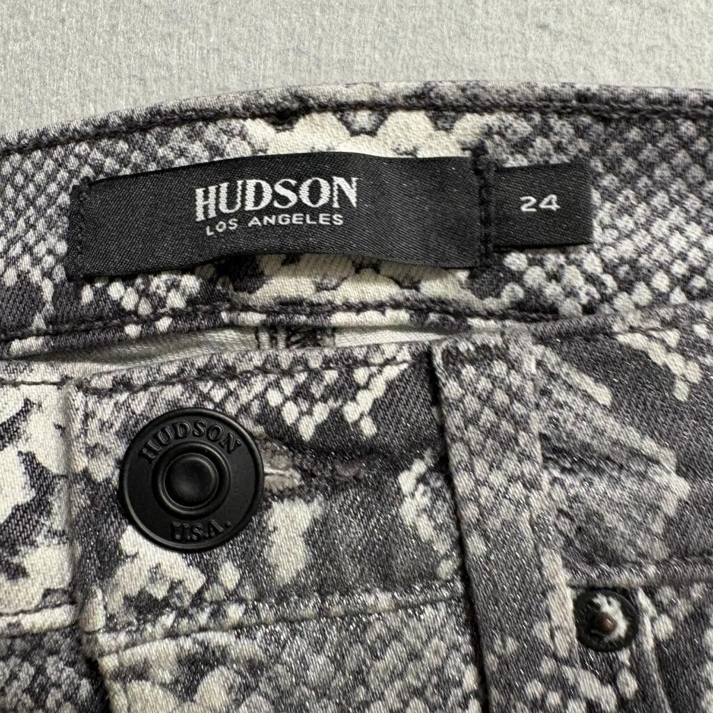 Hudson Jeans Womens 24 Gray Black Snakeskin Print High Rise Skinny Denim Pants
