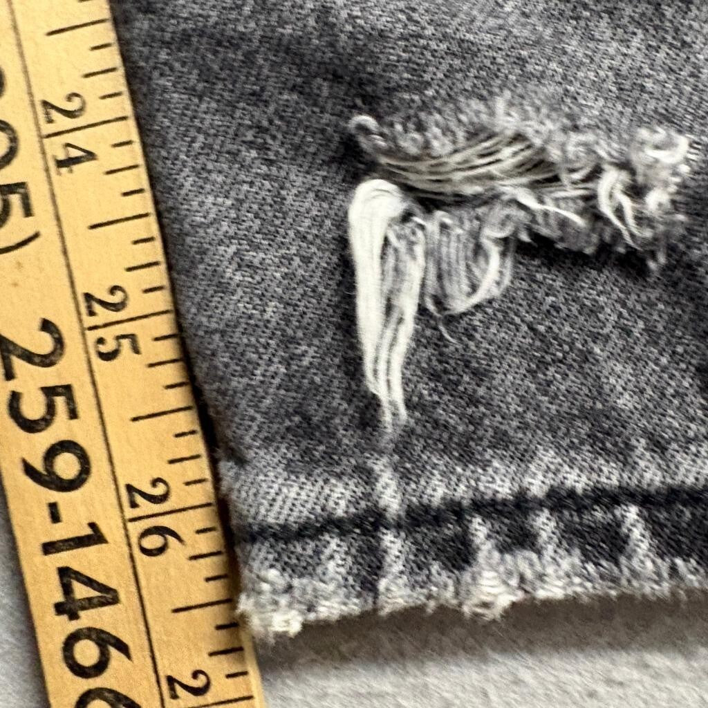 American Eagle Mom Jeans Womens Size 0 Gray Denim Distressed Ripped High Rise