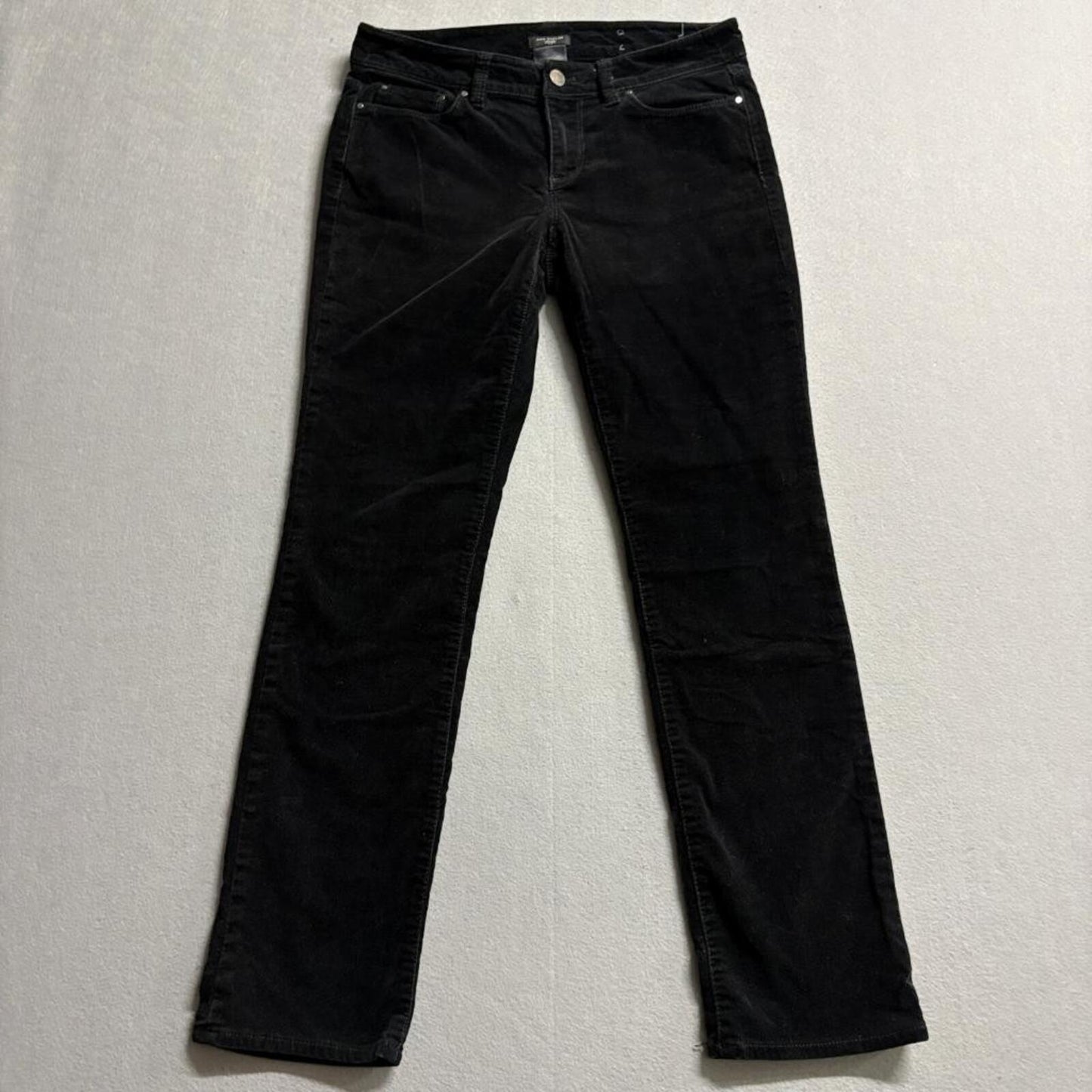 Ann Taylor Signature Corduroy Pants Womens 4P Black Velvet Ribbed Straight Leg