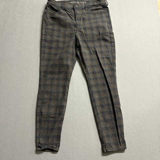 American Eagle Super Hi-Rise Jegging Womens 14 Gray Plaid Stretch Pants