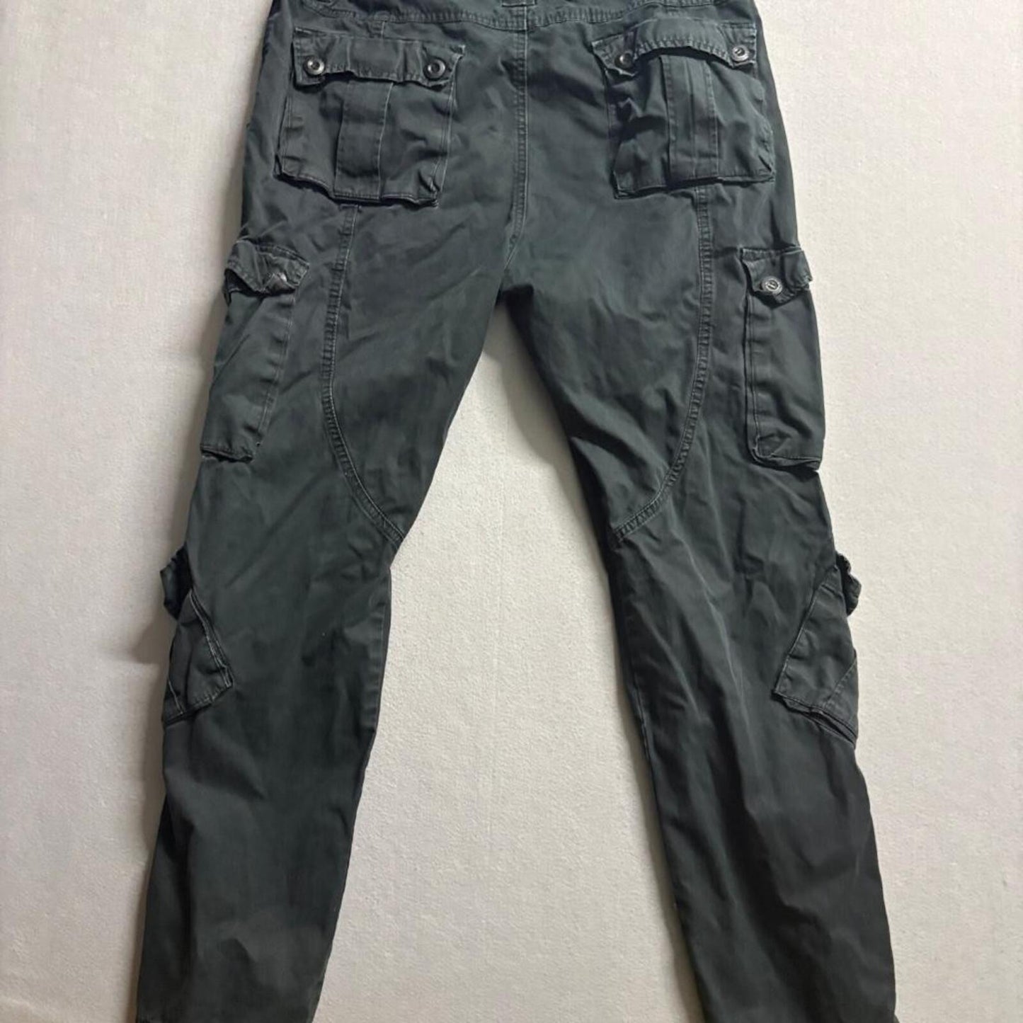 Matchstick Mens Cargo Pants Size 38 Black Cotton Multi Pocket Tactical Utility