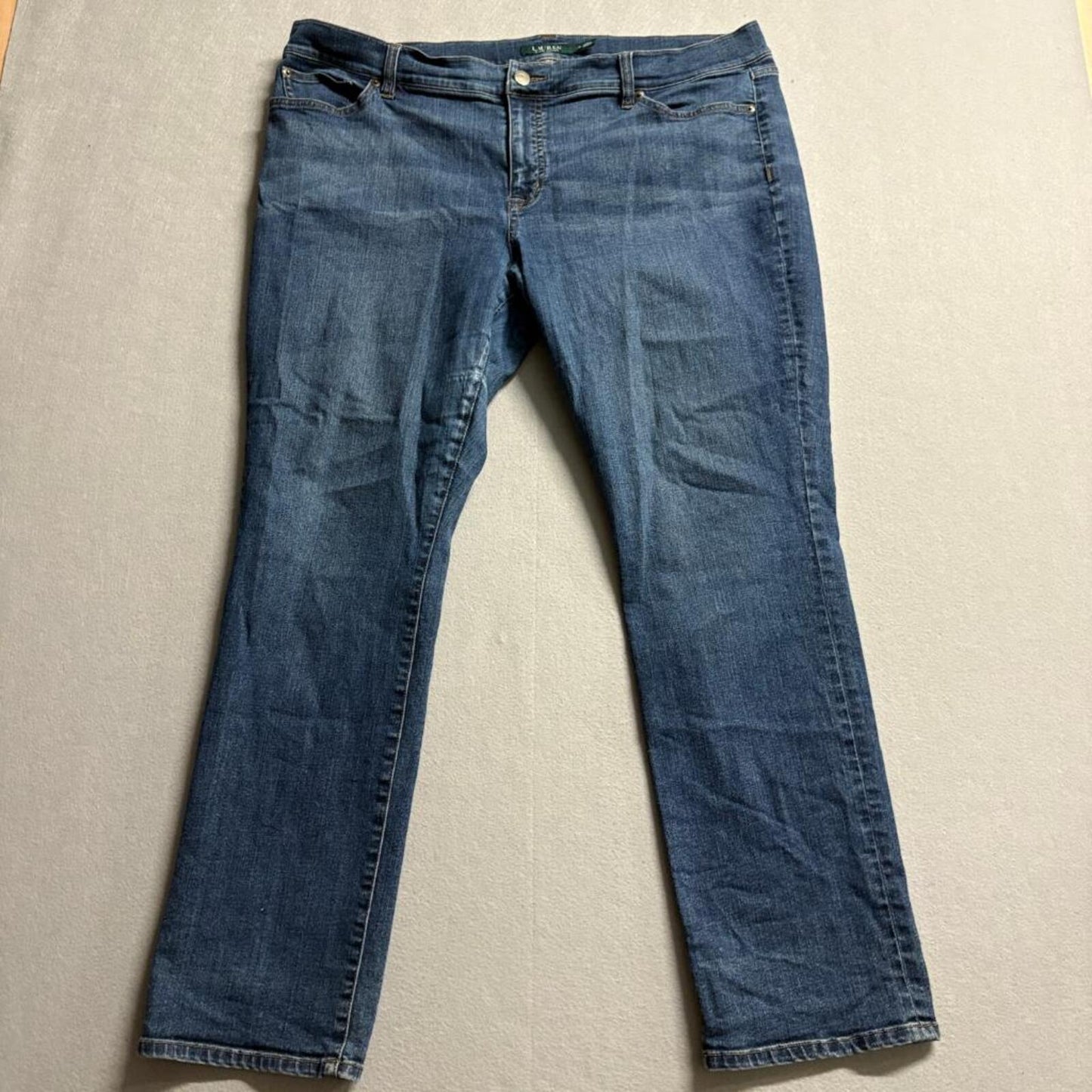 Lauren Ralph Lauren Modern Straight Jeans Womens Size 18 Blue Stretch Denim