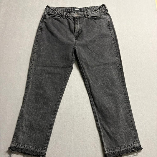 Paige Sarah Straight Ankle Jeans Womens 32 Gray Acid Wash Raw Hem Distressed