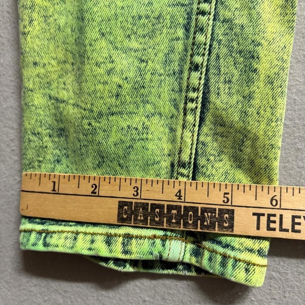 Vibrant M.I.U. Jeans Womens 9 W28 Green Acid Wash High Rise Mom Tapered Leg USA
