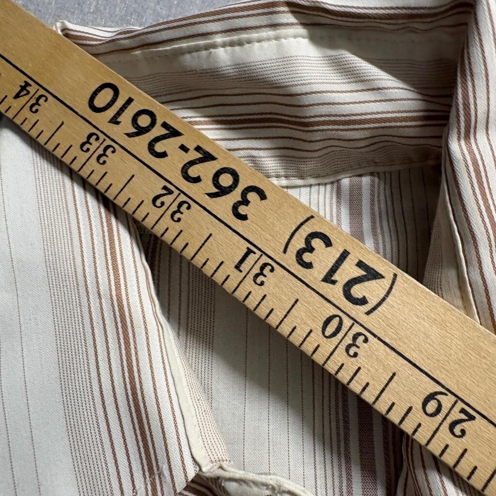 Vintage 70s Western Pearl Snap Shirt Mens Medium Beige Brown Stripe Made in USA