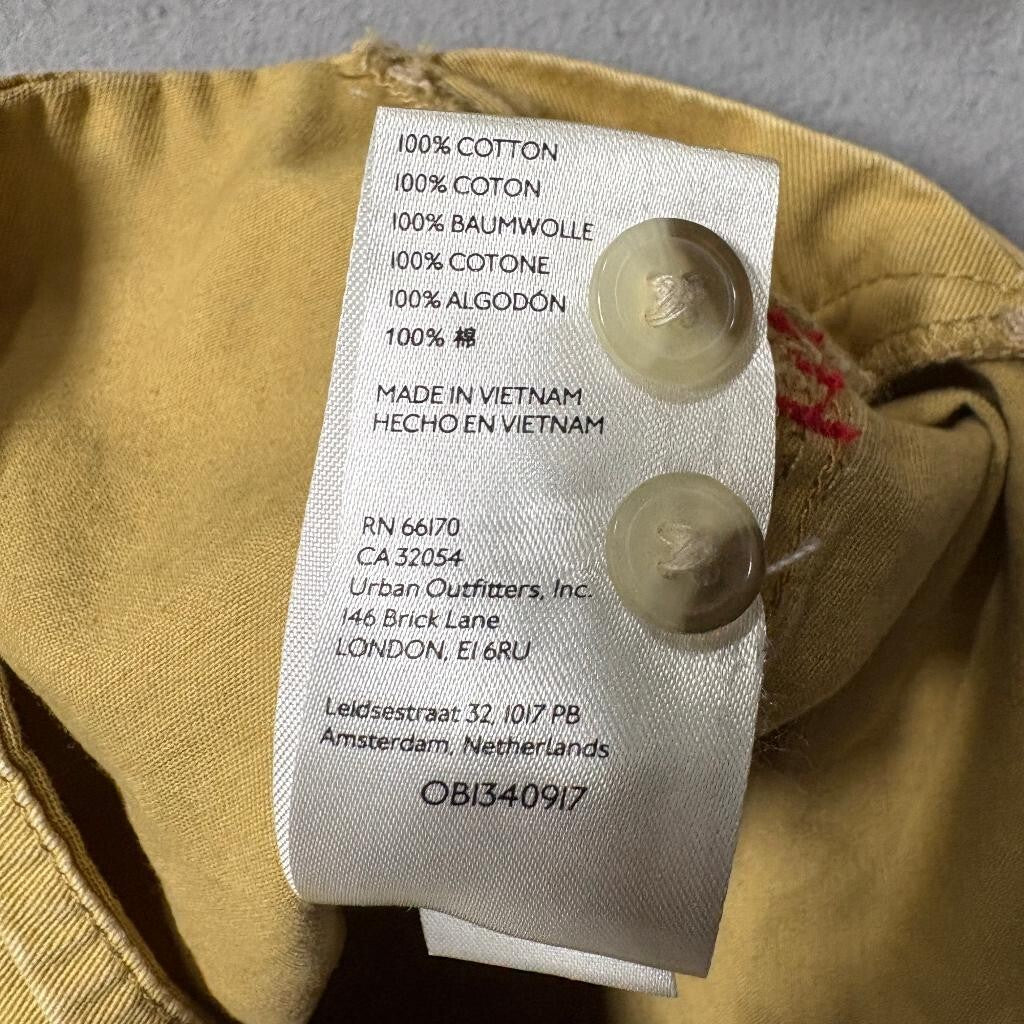 BDG Urban Outfitters Utility Shirt Womens Large Mustard Yellow Cotton Button Up