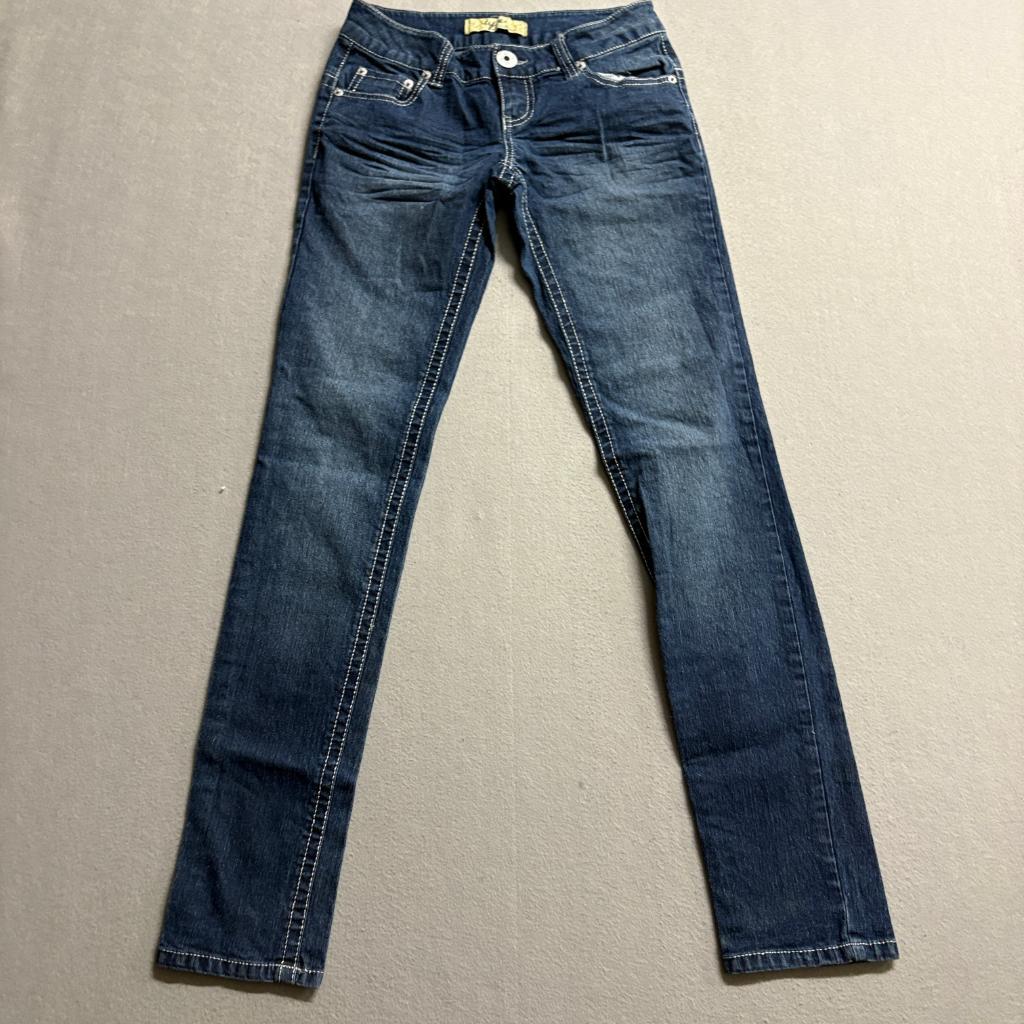 Tyte Jeans Womens Size 3 Blue Denim Skinny Low Rise Thick Stitch Flap Pocket