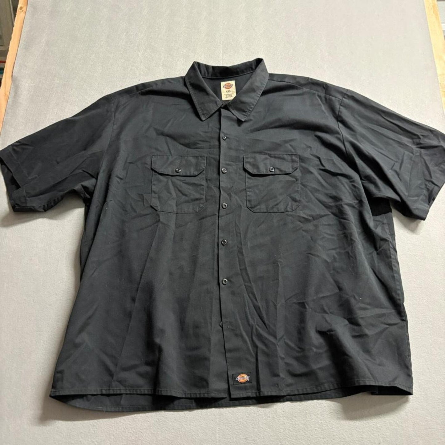 Dickies Work Shirt Mens 4XL Black Short Sleeve Button Up Two Pocket Twill