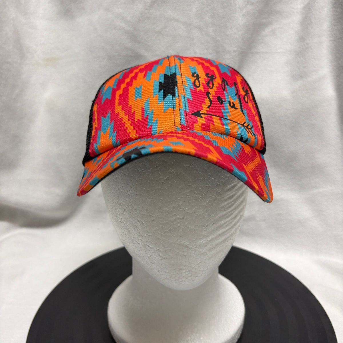 Gypsy Soul High Messy Bun Trucker Hat Southwestern Aztec Ponytail Cap Womens