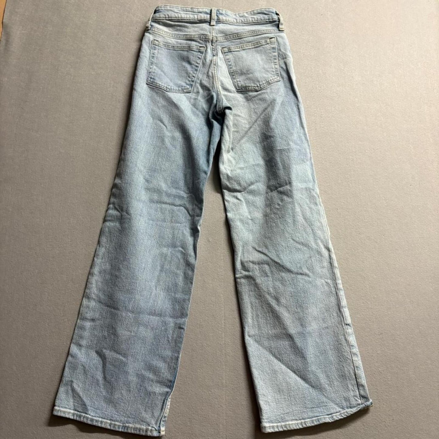 Free Assembly Full Wide Straight Jeans Womens Size 0 Light Wash Denim High Rise
