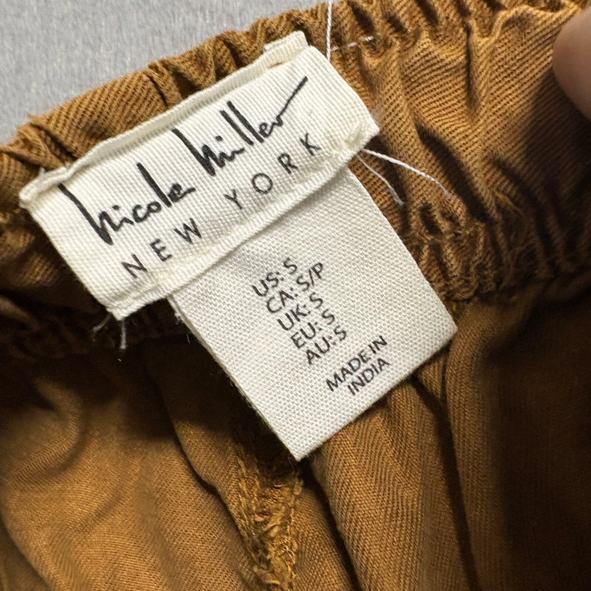 Nicole Miller New York Cargo Jogger Pants Womens Small Brown Elastic Drawstring