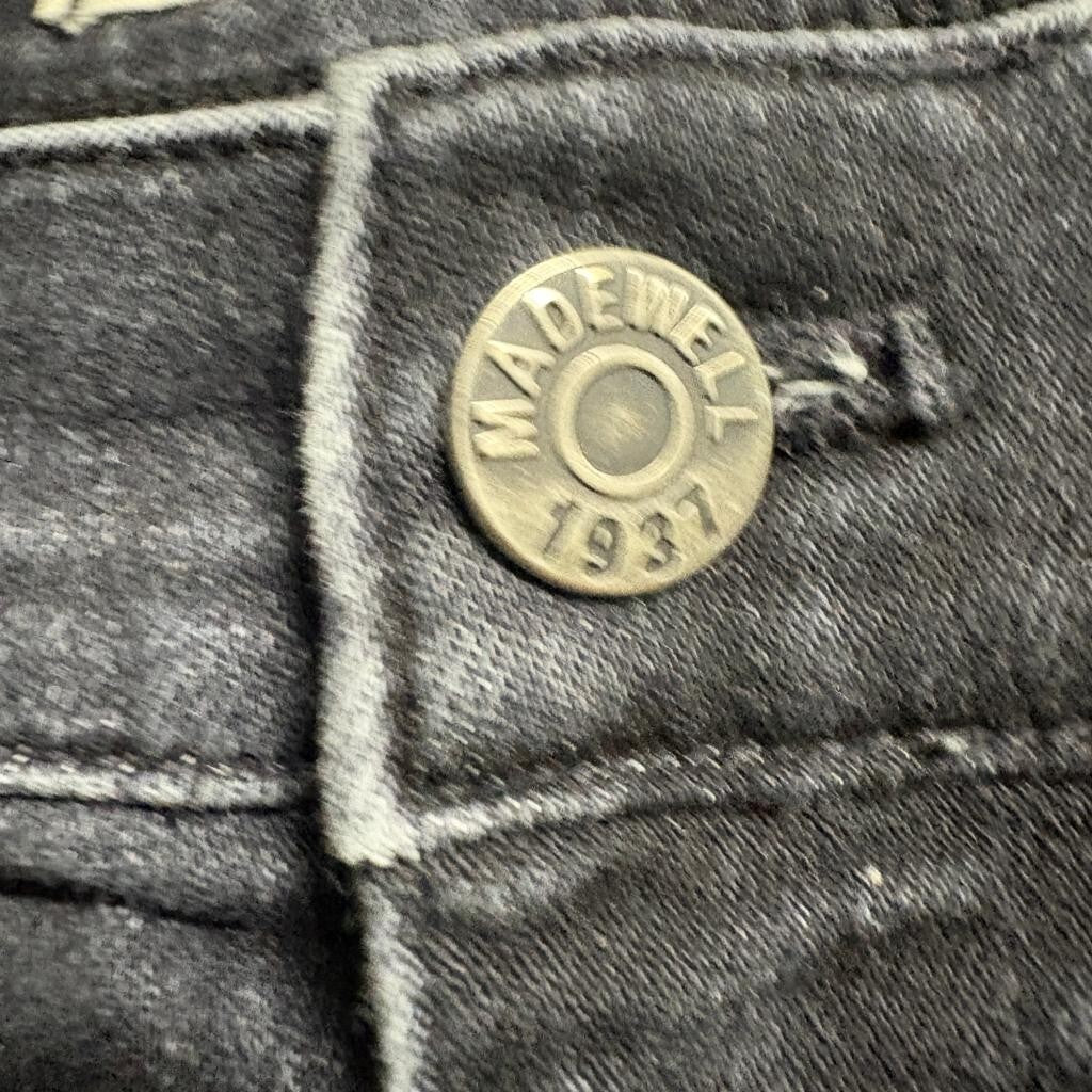 Madewell Cruiser Straight Jeans Womens 31 Black Denim Distressed Hem Stretch