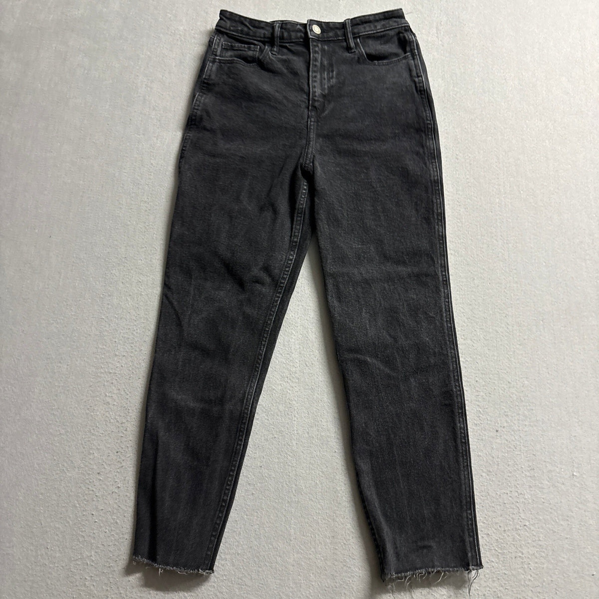Hollister Ultra High Rise Mom Jeans Womens 1S W25 L25 Black Raw Hem Stretch