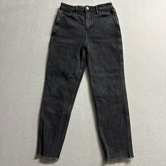 Hollister Ultra High Rise Mom Jeans Womens 1S W25 L25 Black Raw Hem Stretch