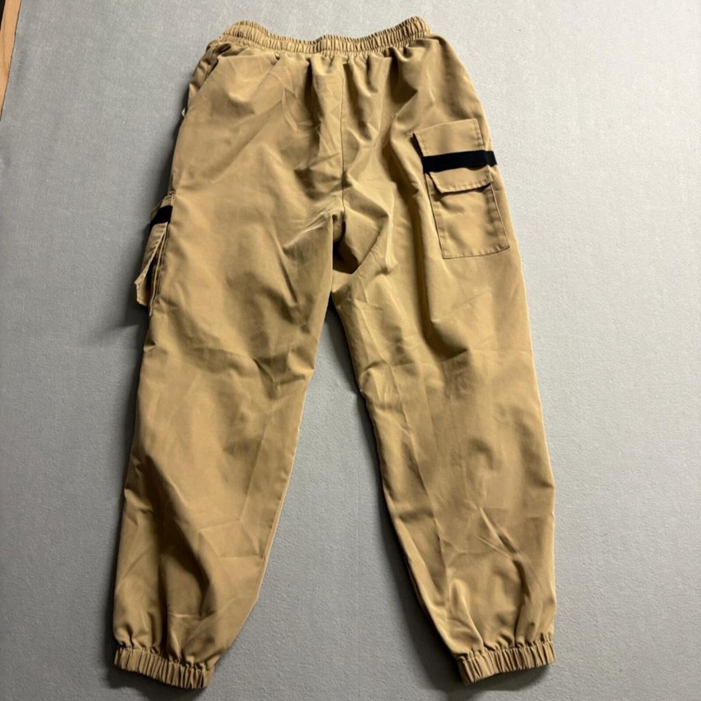 Pursuit and Rebellious Mens Cargo Jogger Pants Large Tan Khaki Elastic Waist