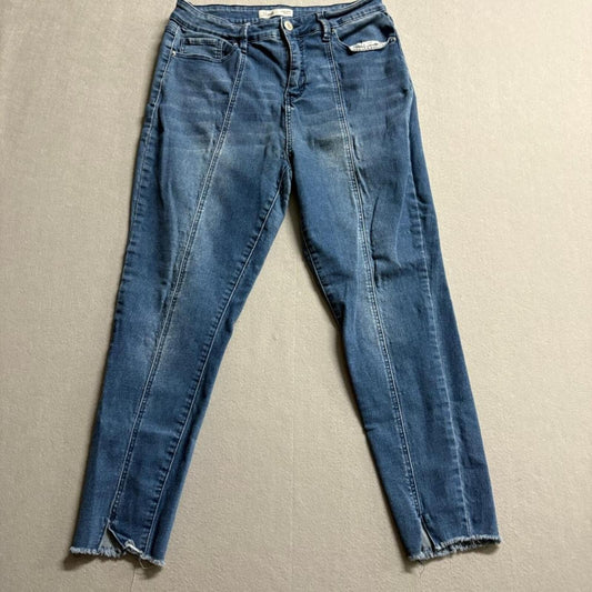 Royalty for Me High Rise Ankle Jeans Womens Size 16 Blue Raw Hem Front Seam
