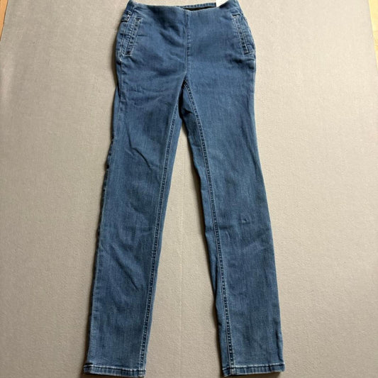 D&Co Signature Pull On Jeans Womens 6T Tall Blue Denim Stretch Skinny Jegging