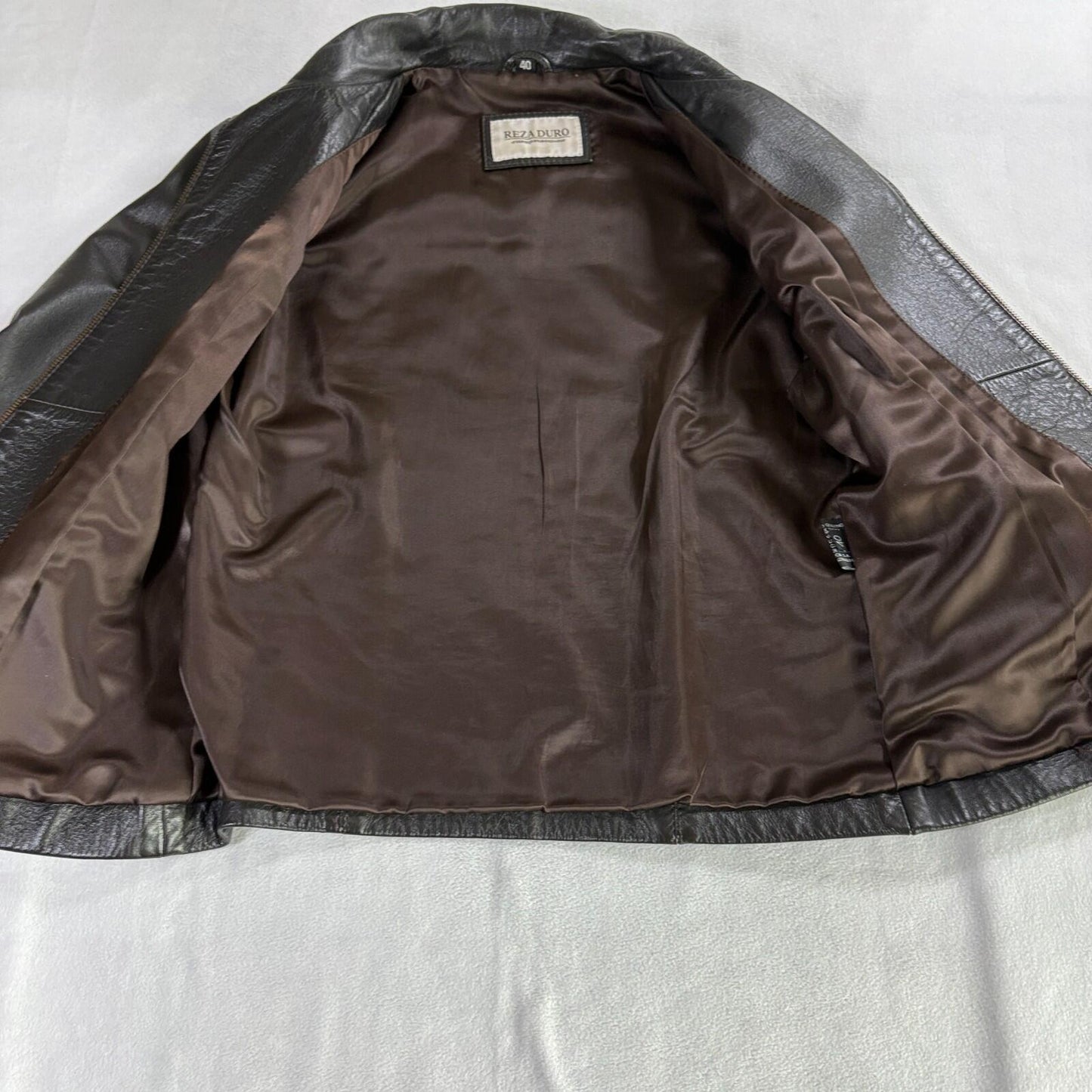 Vintage Leather Jacket Zip Up Minimalist Brown Mens 40 Fits Like X Classic