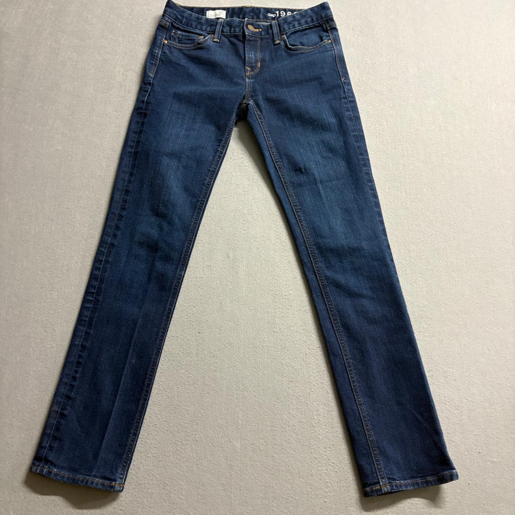 Gap 1969 Real Straight Jeans Womens 27 Regular Blue Denim Stretch Mid Rise