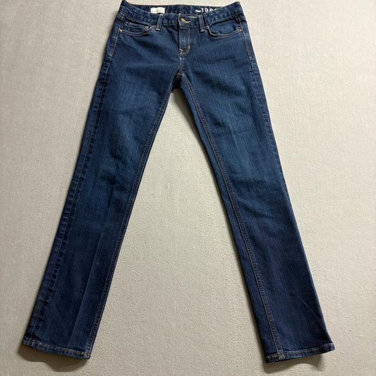 Gap 1969 Real Straight Jeans Womens 27 Regular Blue Denim Stretch Mid Rise