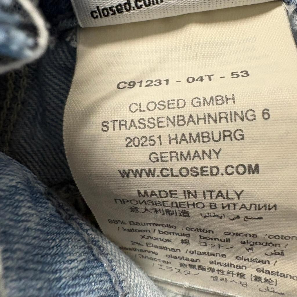 Closed Jeans Womens 27 Light Wash Denim Fringed Raw Waistband Handmade Italy