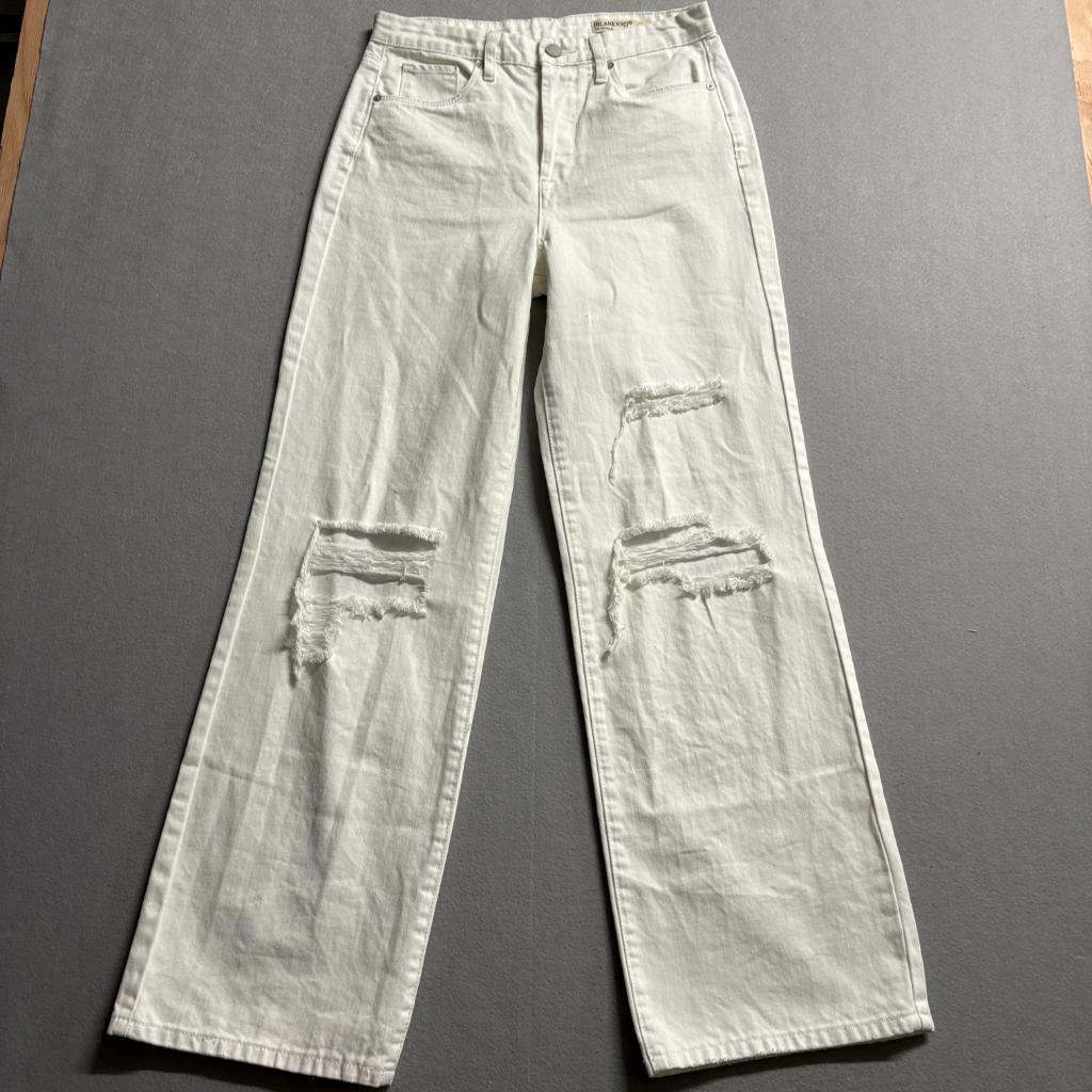 BlankNYC The Franklin Ribcage Wide Leg Jeans Womens 27 Off White Distressed