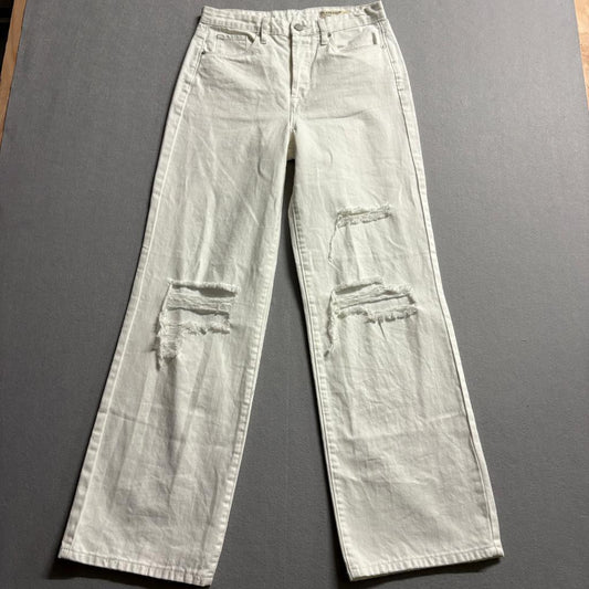 BlankNYC The Franklin Ribcage Wide Leg Jeans Womens 27 Off White Distressed