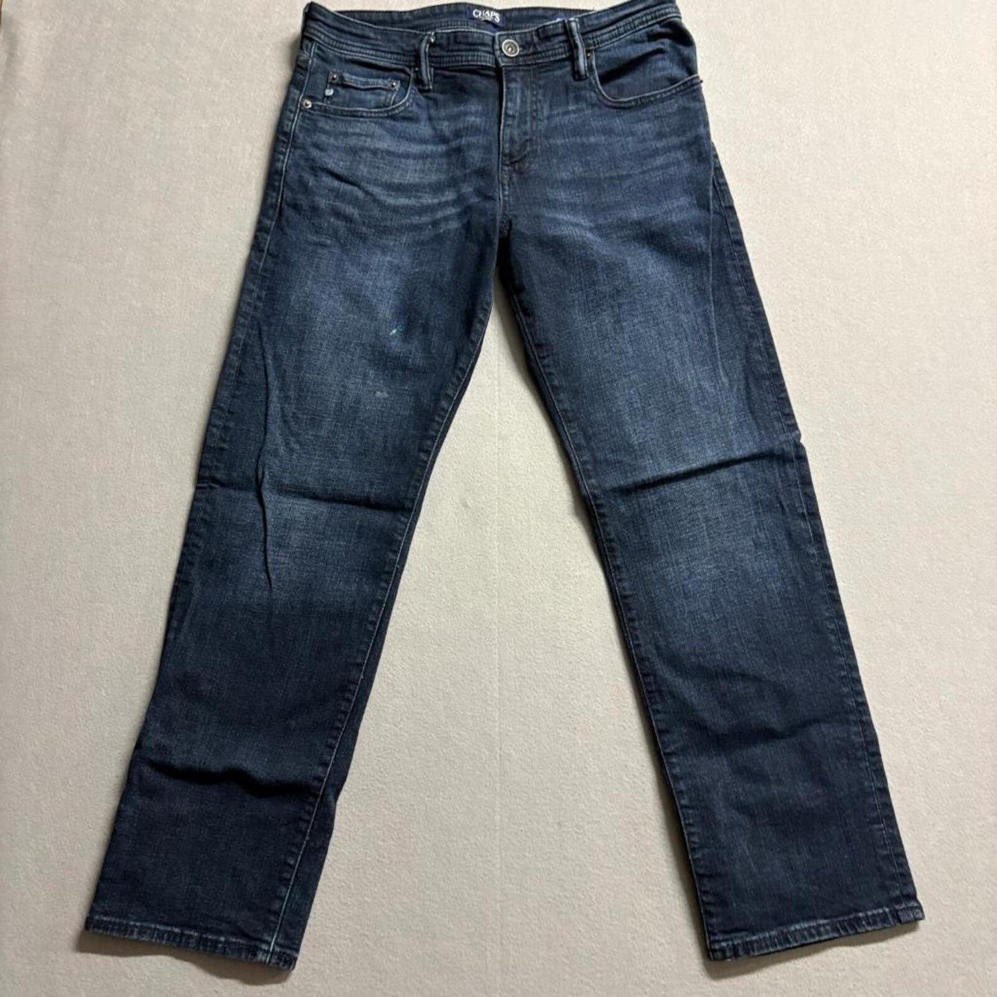 Chaps Slim Straight Jeans Mens 32x30 Dark Wash Denim Blue Pants