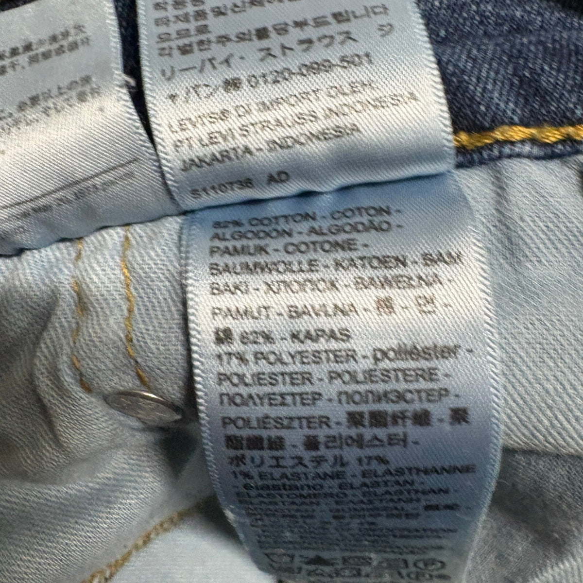 Levi's 511 Slim Fit Jeans Mens W36 L34 Blue Denim Stretch Pants