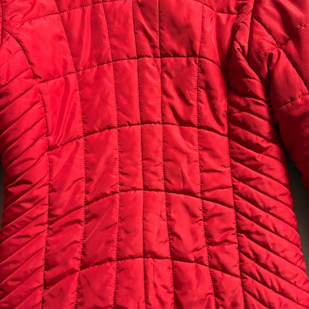 Kenneth Cole New York Puffer Jacket Womens Small Red Sherpa Lined Hooded Coat