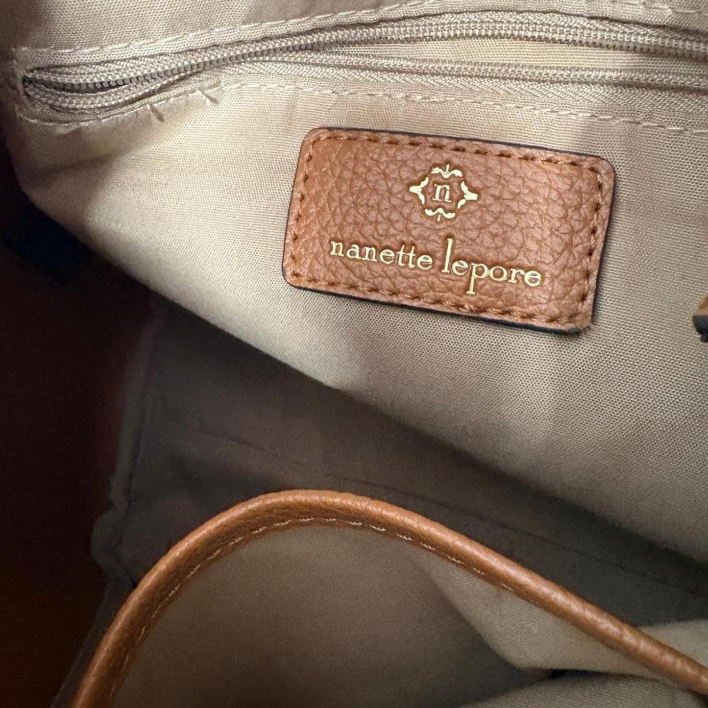 Nanette Lepore Women's Brown Pebbled Faux Leather Satchel Shoulder Bag Medium