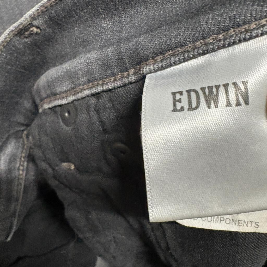 Edwin Pixie 9 Inch Mid Rise Skinny Jeans Womens Size 26 Gray Stretch Denim
