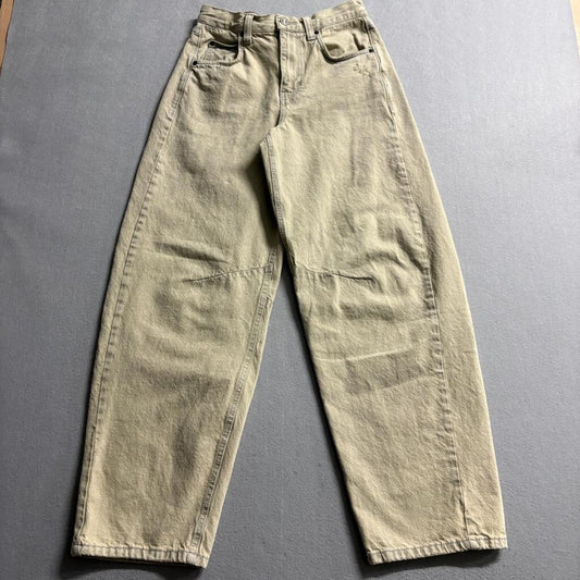 BDG Urban Outfitters Balloon Jeans Womens 26W Green Khaki High Rise Cinch Back