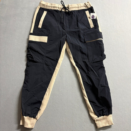 Non Stop Suburbia Cargo Jogger Pants Mens Extra Large XL Black Beige Colorblock