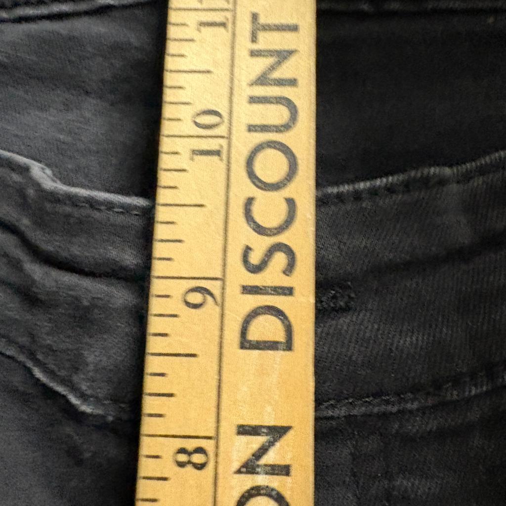 BoohooMAN Cargo Jeans Mens 34 Black Distressed Skinny Ankle Zip Paisley Insert