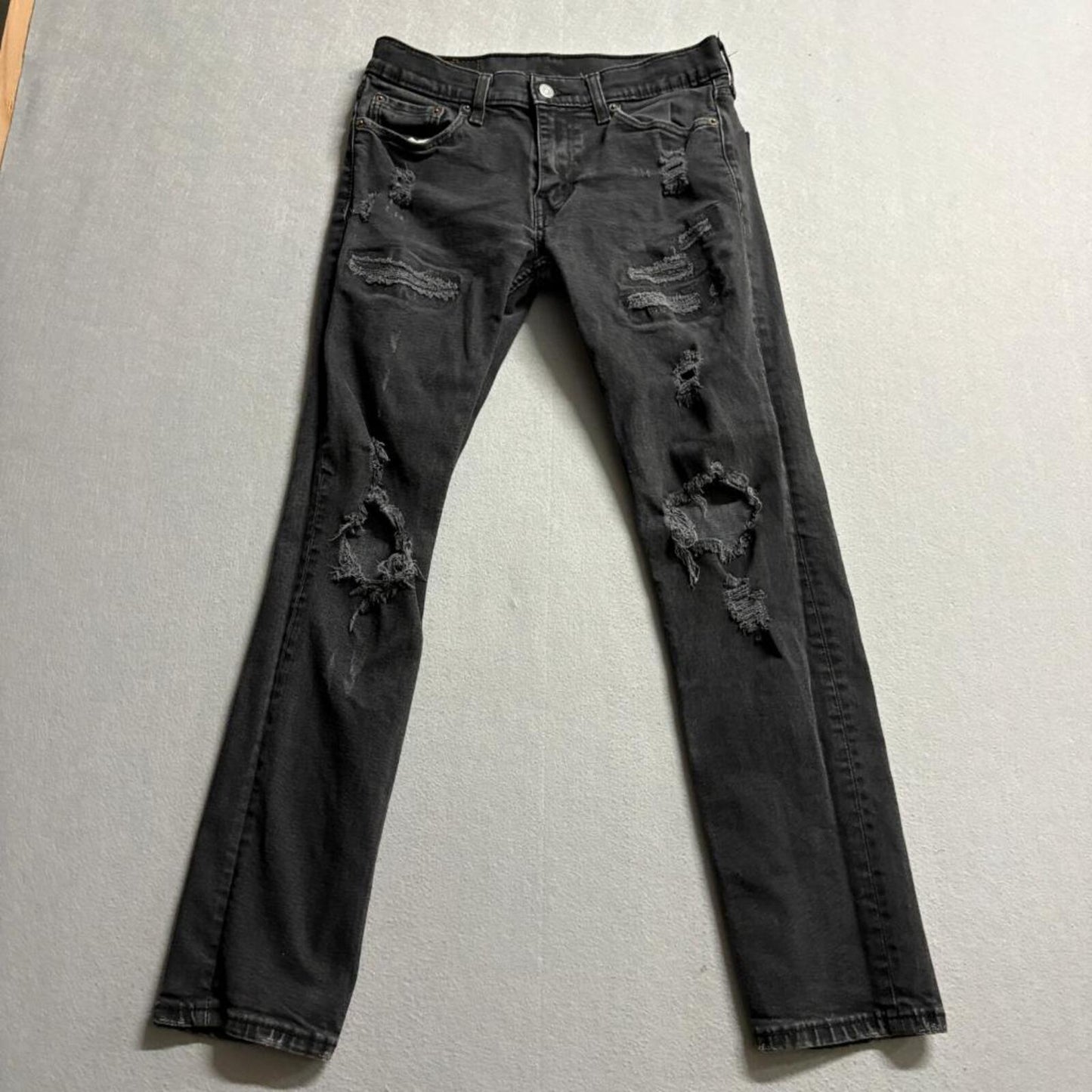 Levi's 511 Slim Fit Distressed Jeans Mens 30x32 Black Ripped Denim Pants