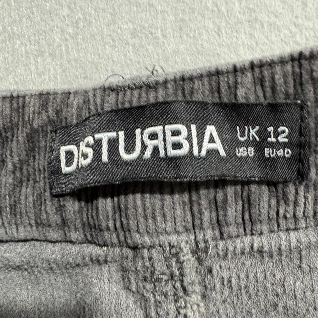 Disturbia Corduroy Carpenter Pants Womens UK 12 US 8 Gray High Rise Straight Leg